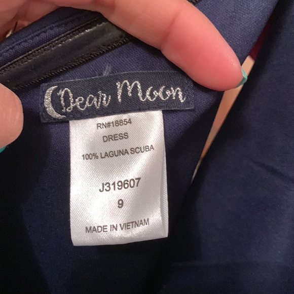 Navy & Pink One Shoulder Evening Gown - Picture 4 of 5